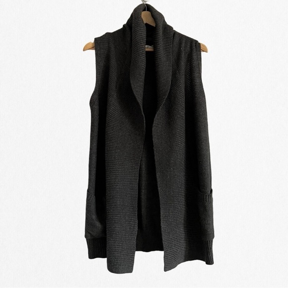 RETRO Women’s Sleeveless Charcoal Grey Hooded Cardigan Medium - Picture 1 of 3